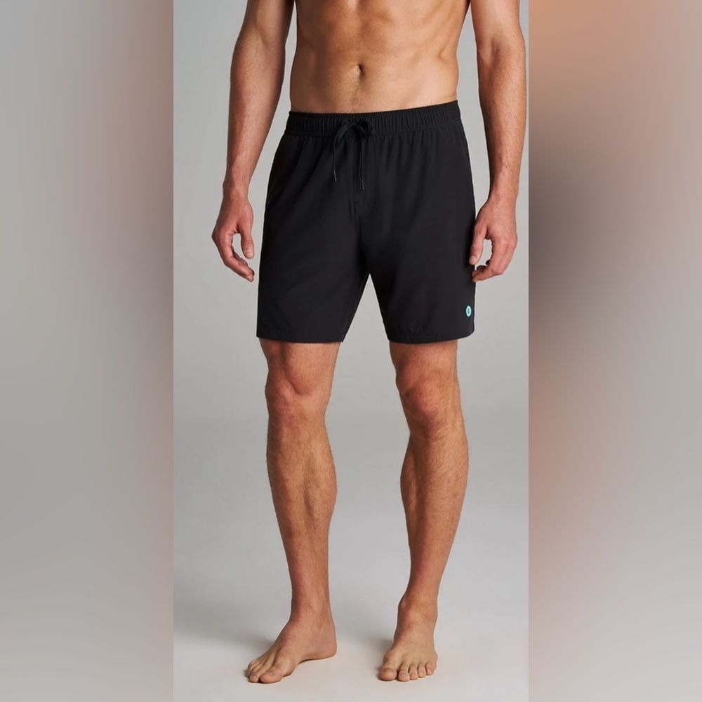 Coolibar Men's Swimsuit Shorts 7 1/2" Black Kahuna Aqua Plus Lite Fabric Size XL